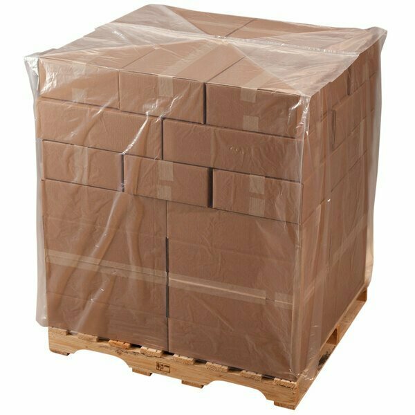 Lavex 42'' x 32'' x 84'' 2 Mil Clear Gusseted Polyethylene Pallet Cover on a Roll, 70PK 130BR4232842